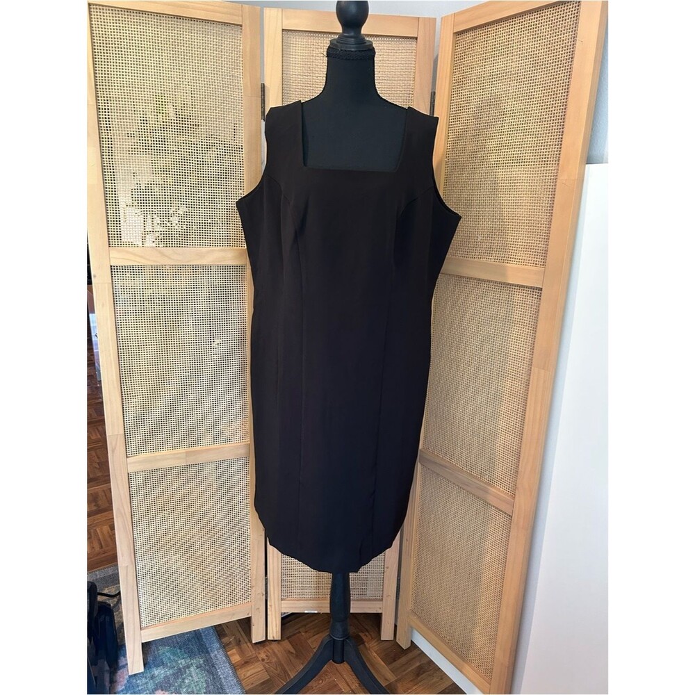 Jessica London Black Sheath Dress Square Neck Plus Size 16W NWOT Classic LBD